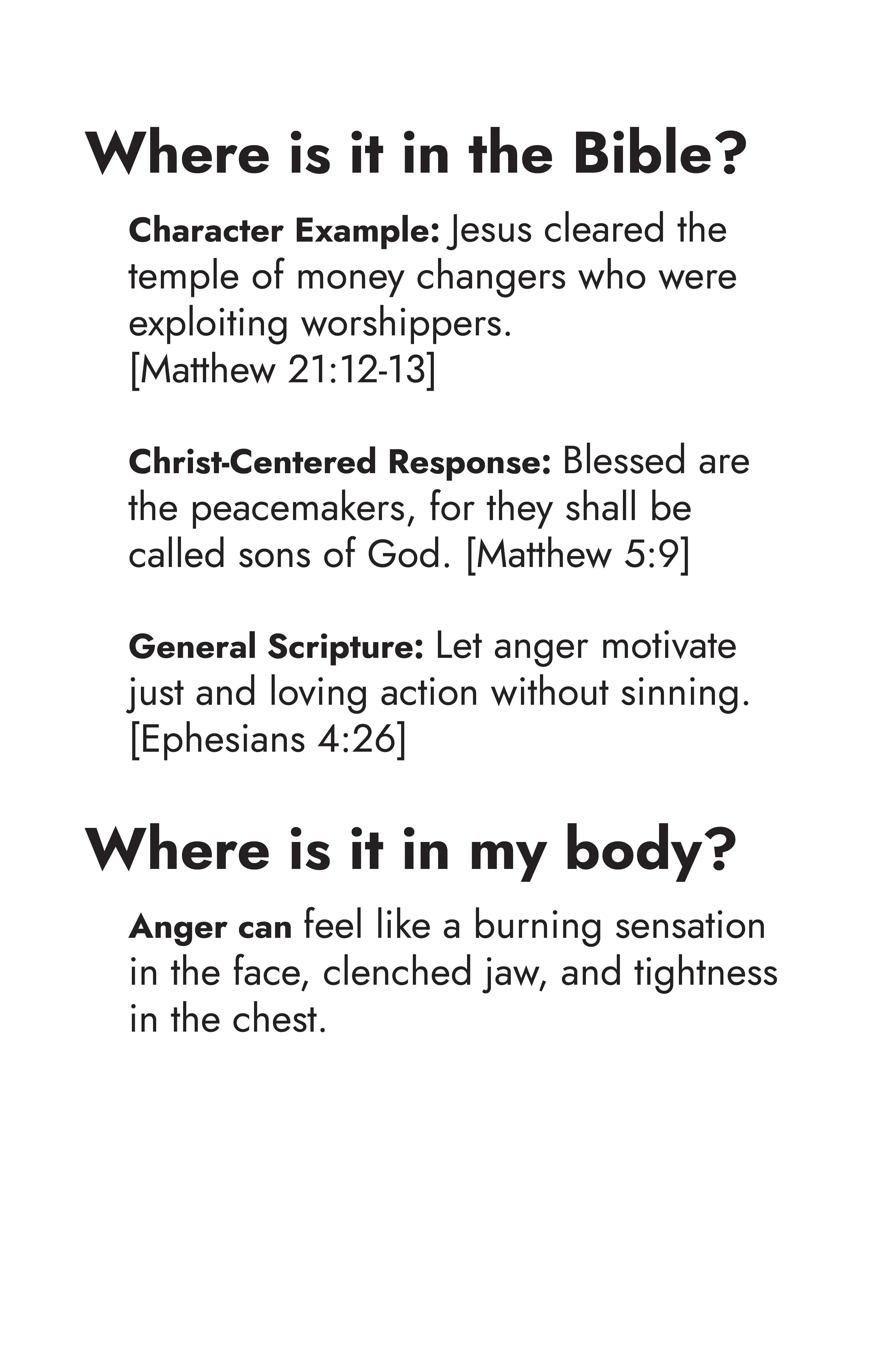 Anger — Scripture and body sensation