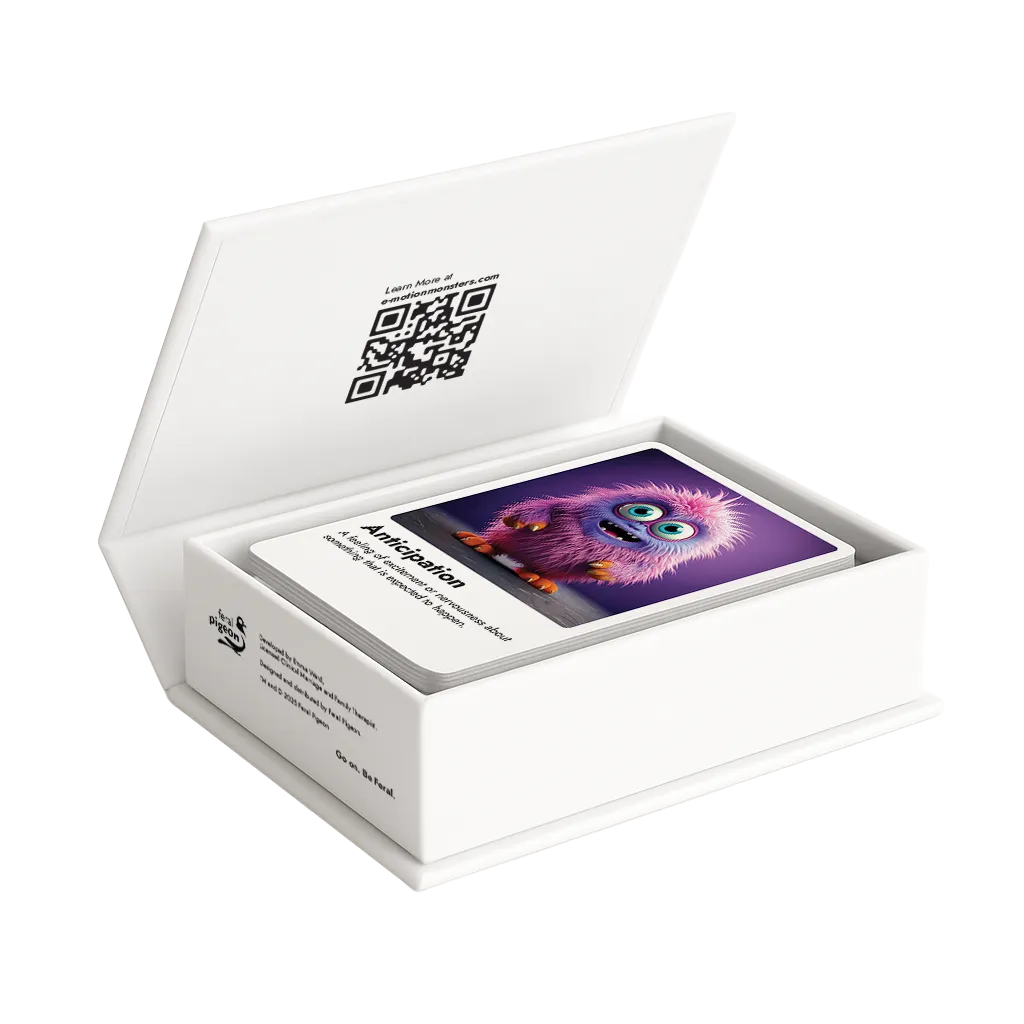 The E-Motion Monsters magnetic gift box, open to reveal the deck inside.