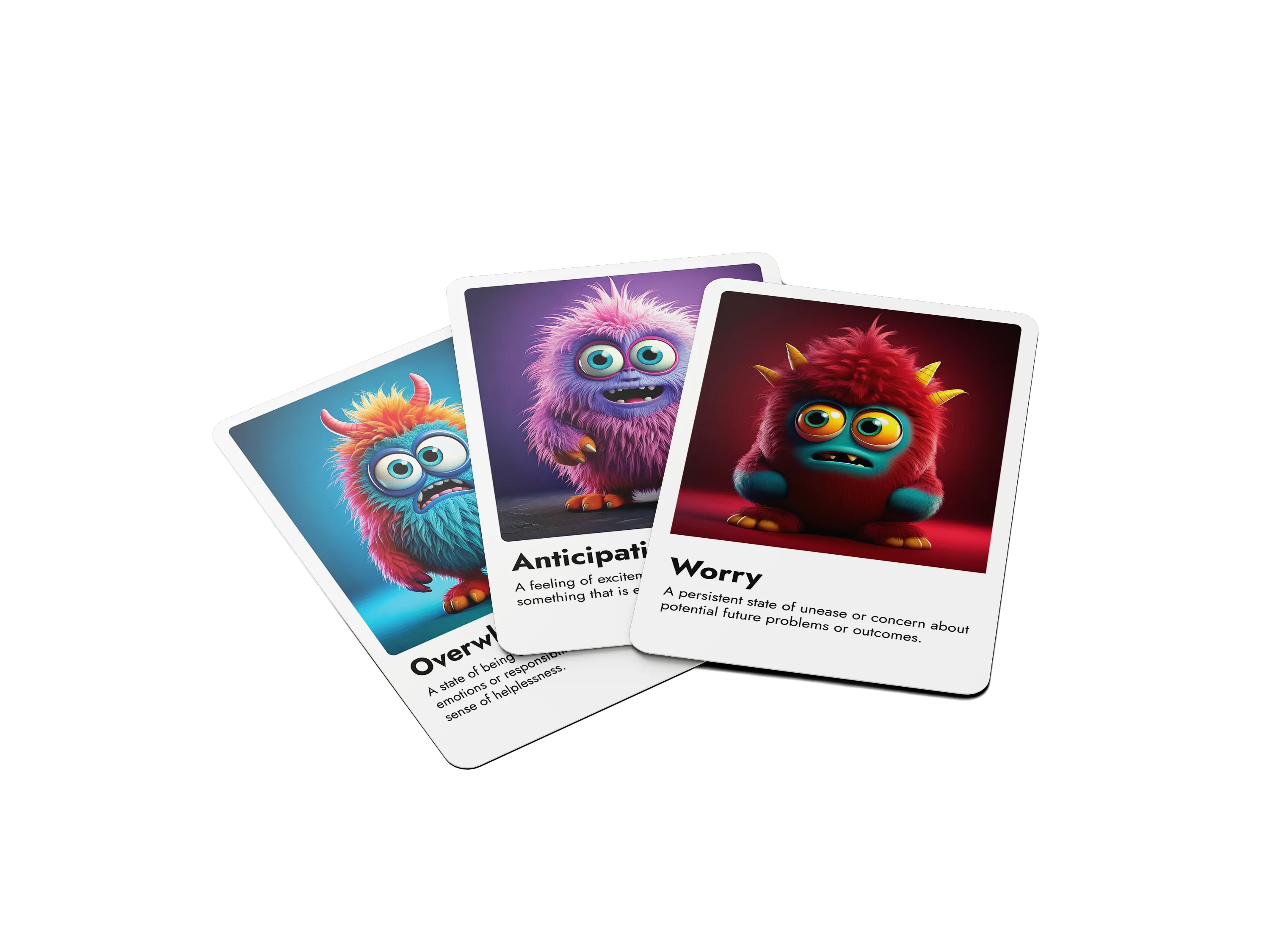 A fanned spread of three monster cards.