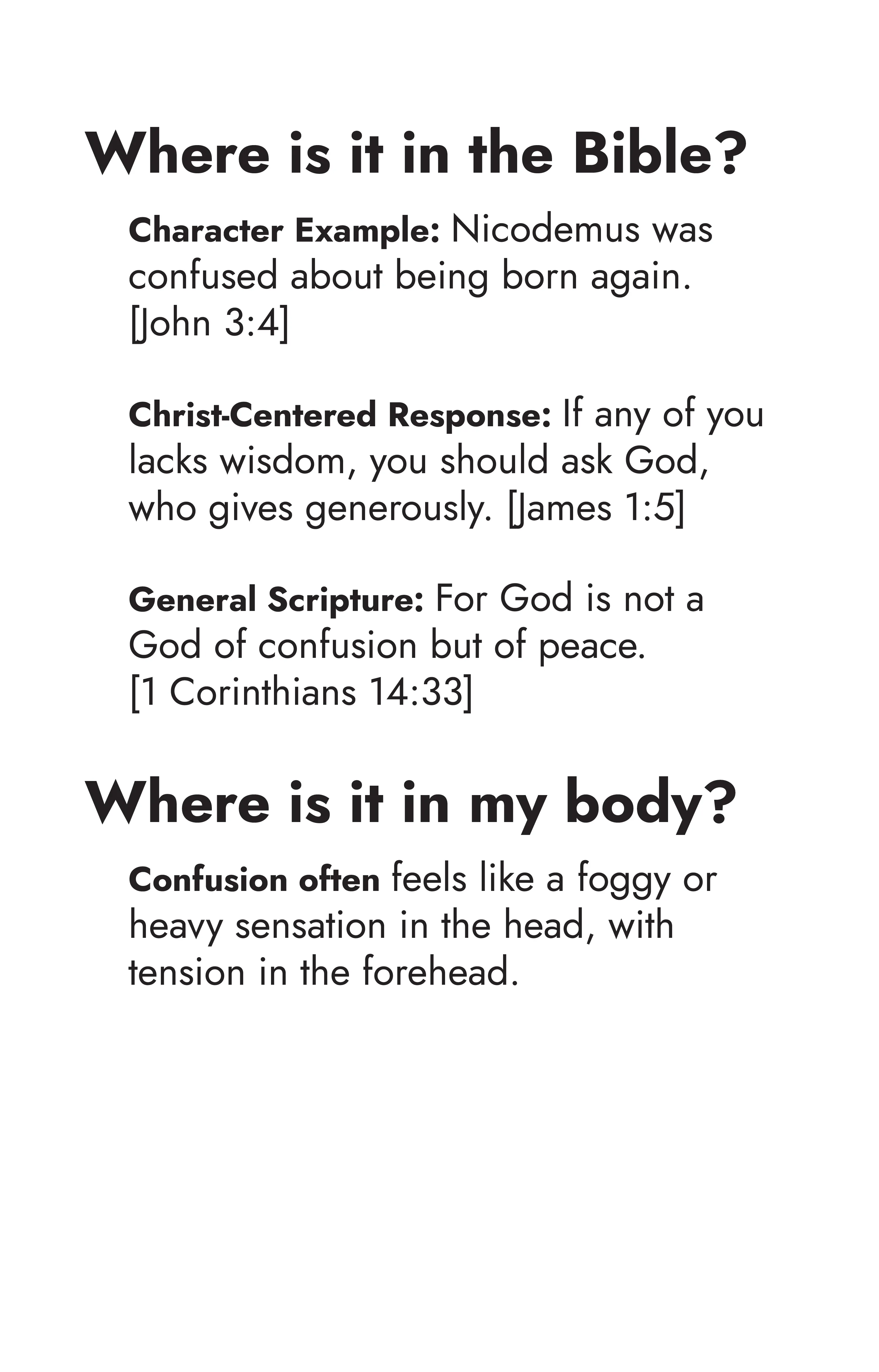 Confusion — Scripture and body sensation