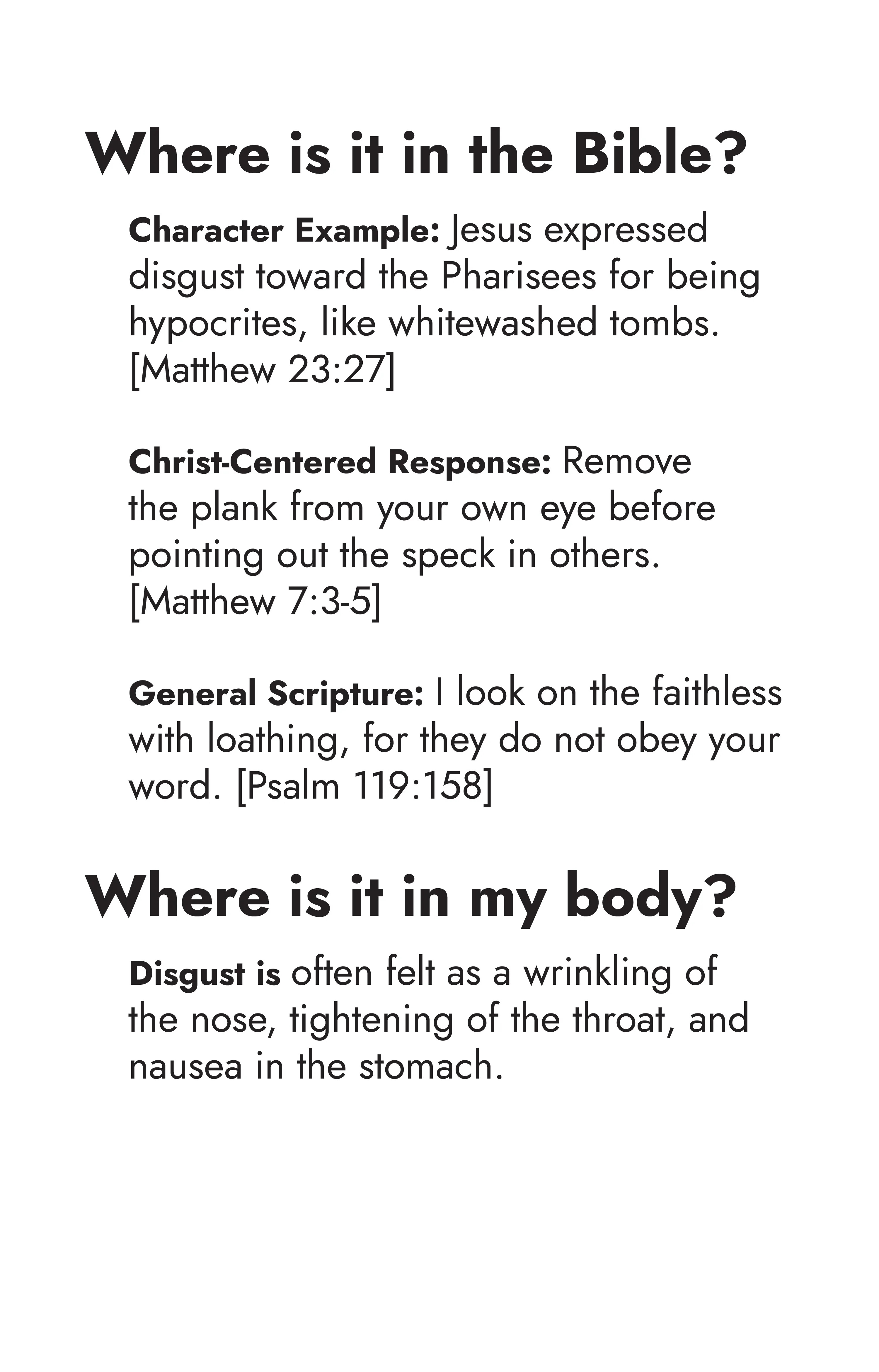 Disgust — Scripture and body sensation