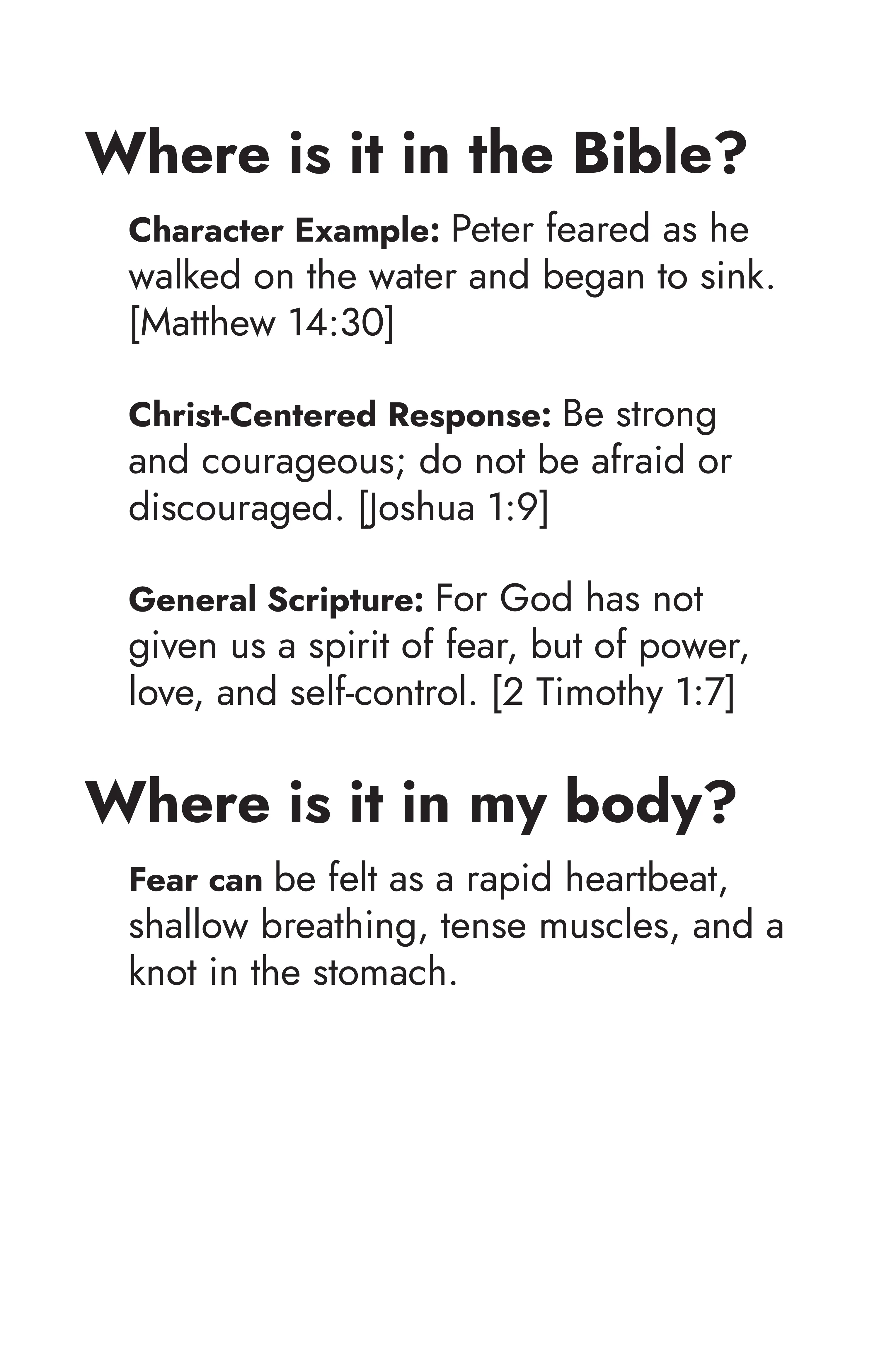 Fear — Scripture and body sensation