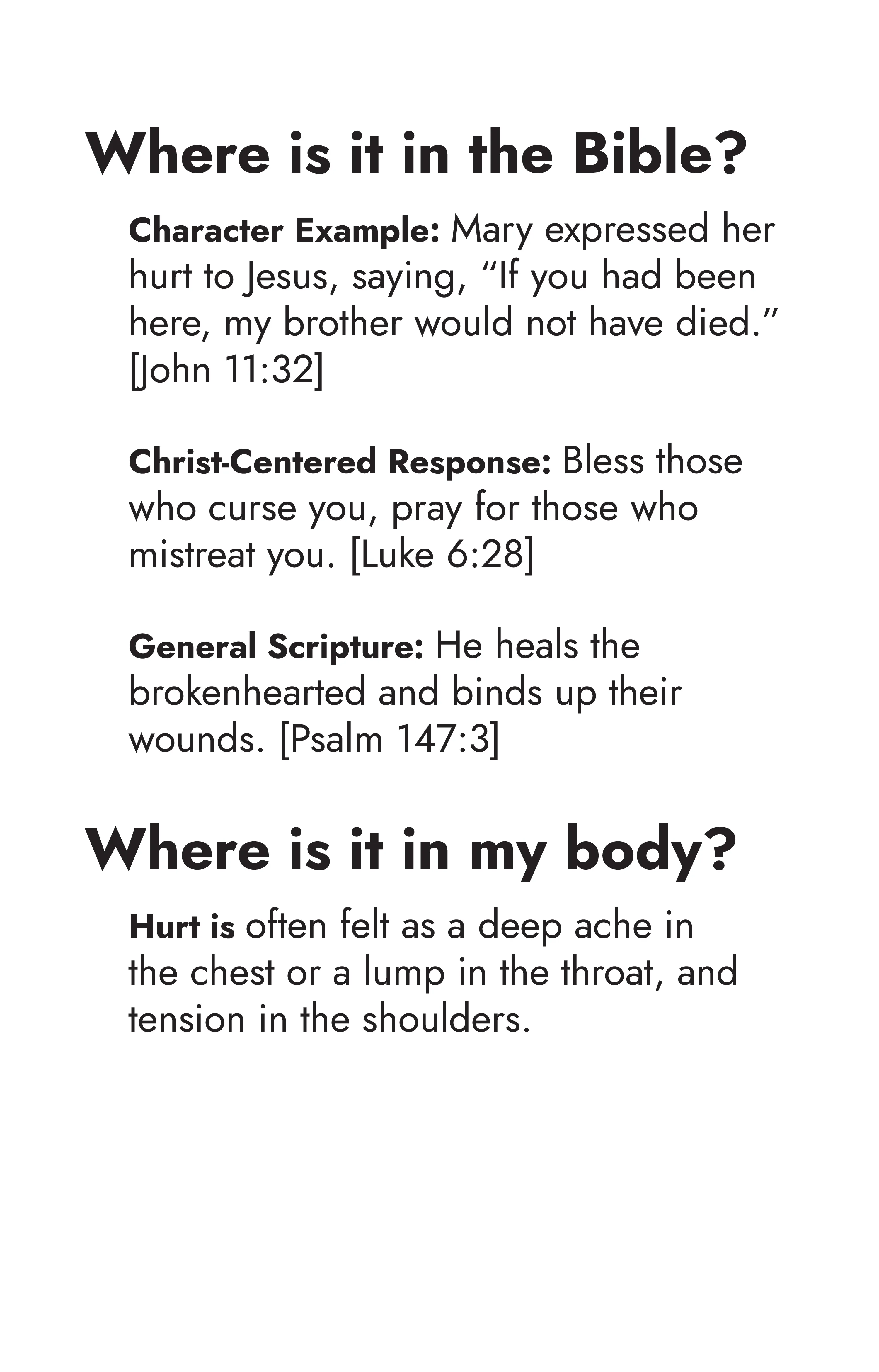 Hurt — Scripture and body sensation