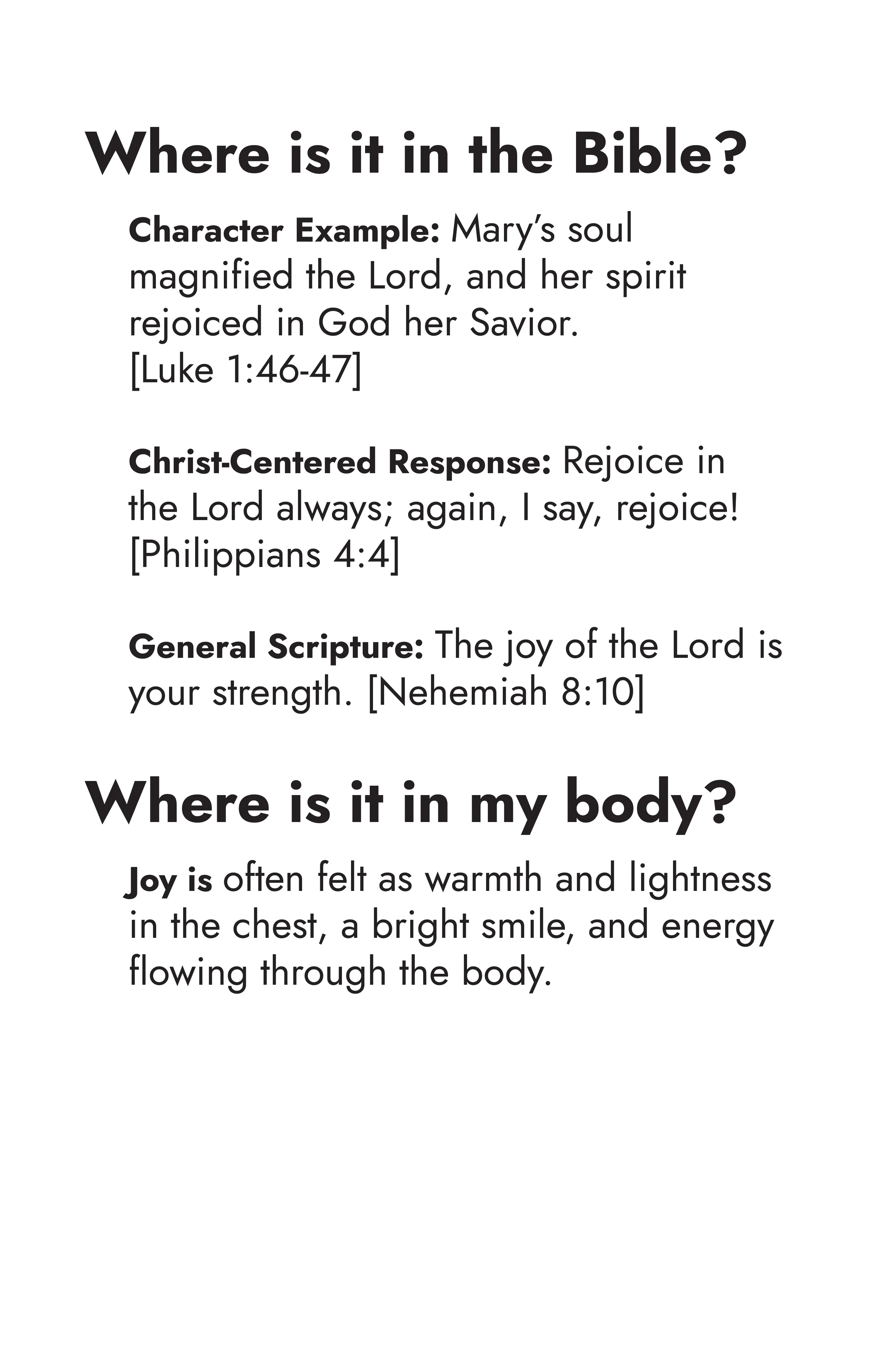 Joy — Scripture and body sensation