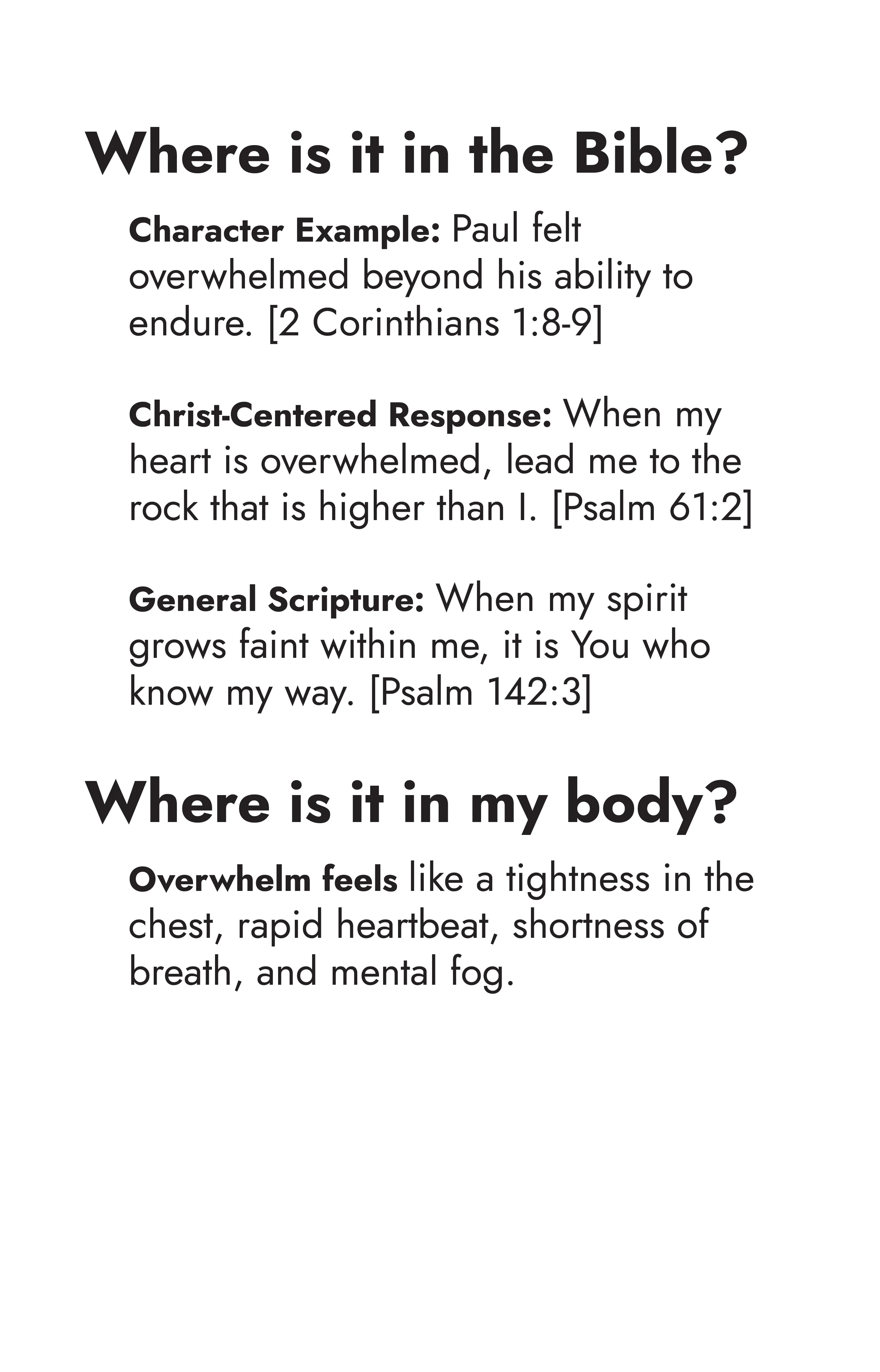 Overwhelm — Scripture and body sensation