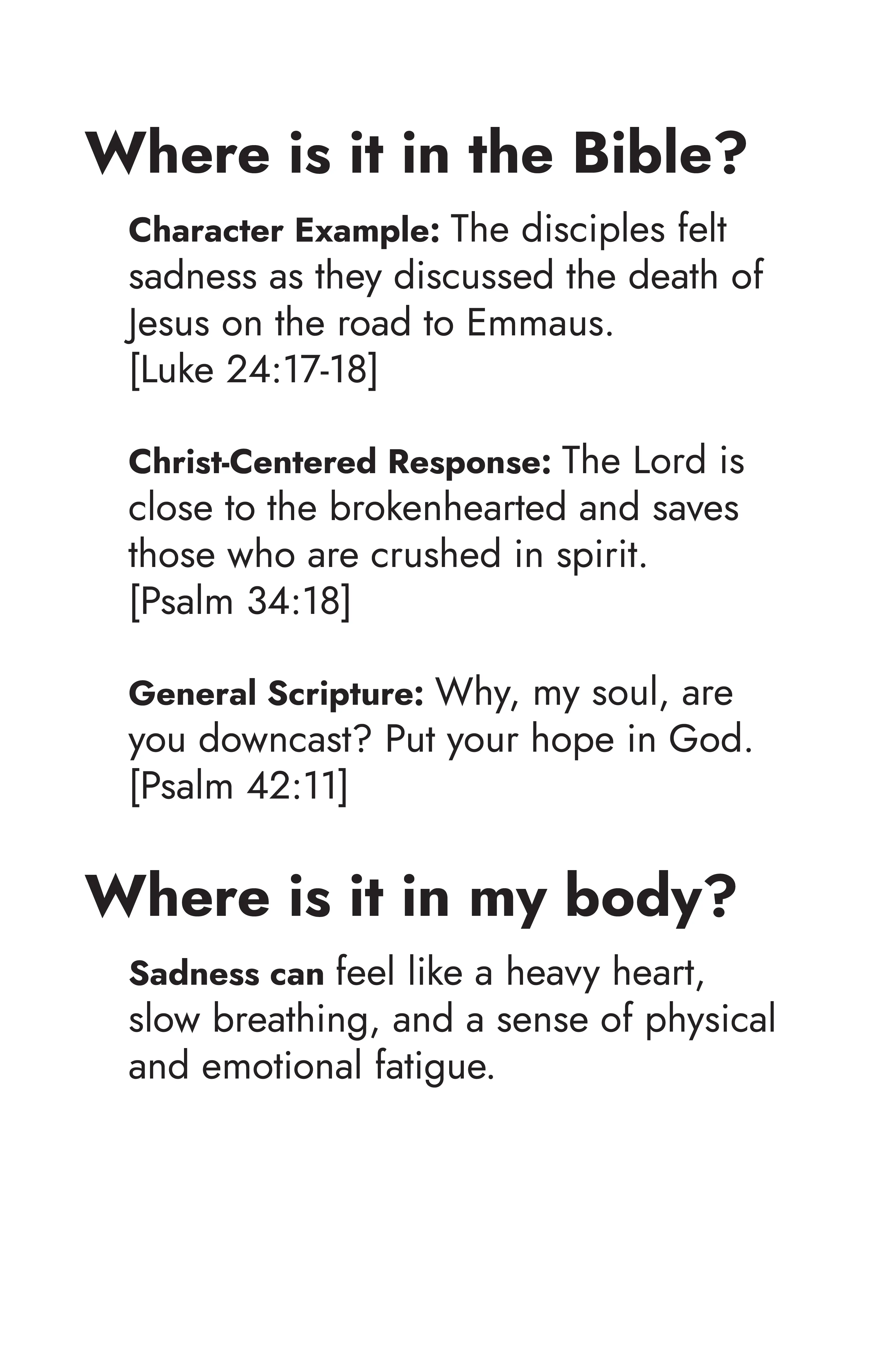 Sadness — Scripture and body sensation