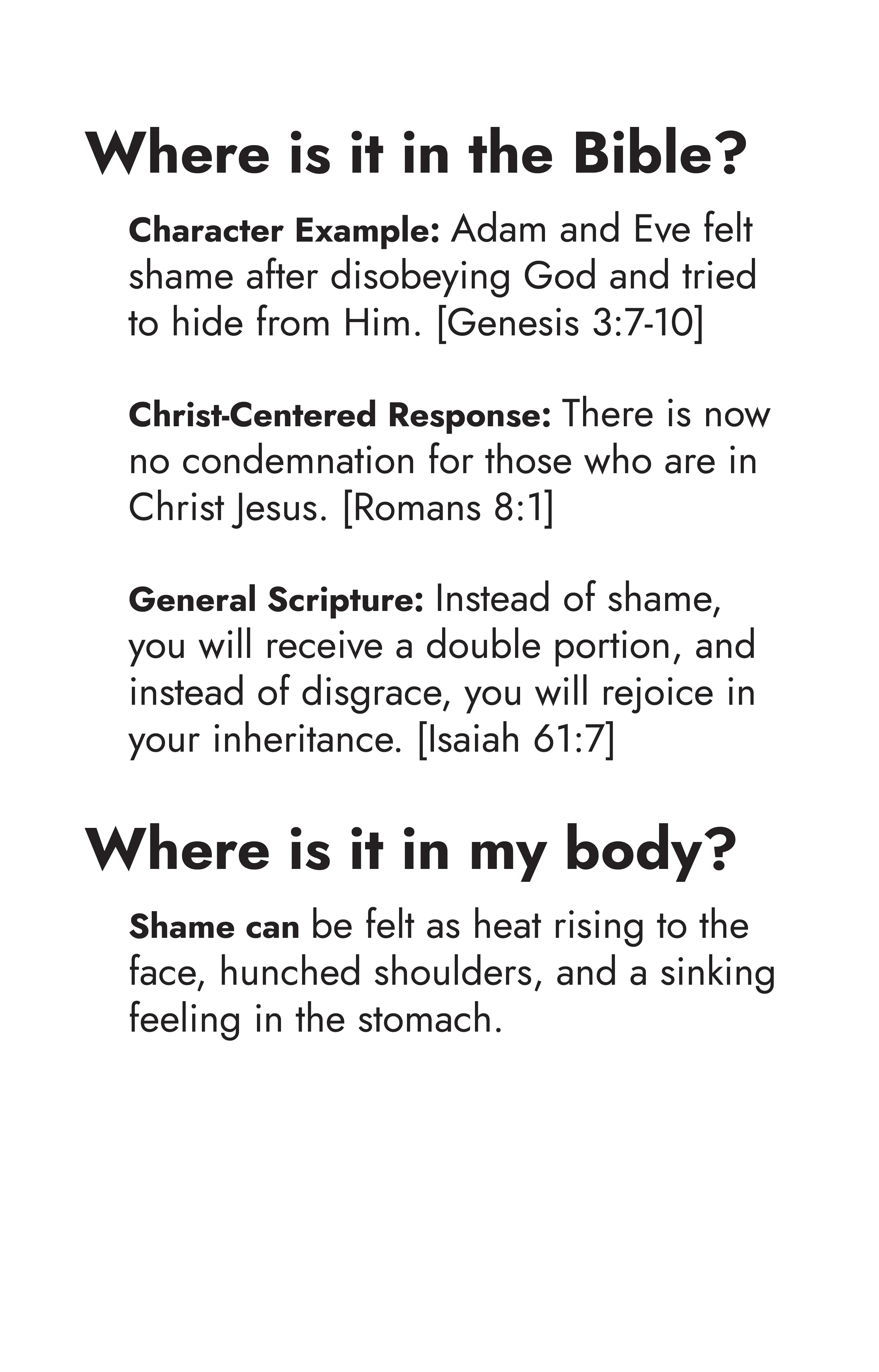 Shame — Scripture and body sensation